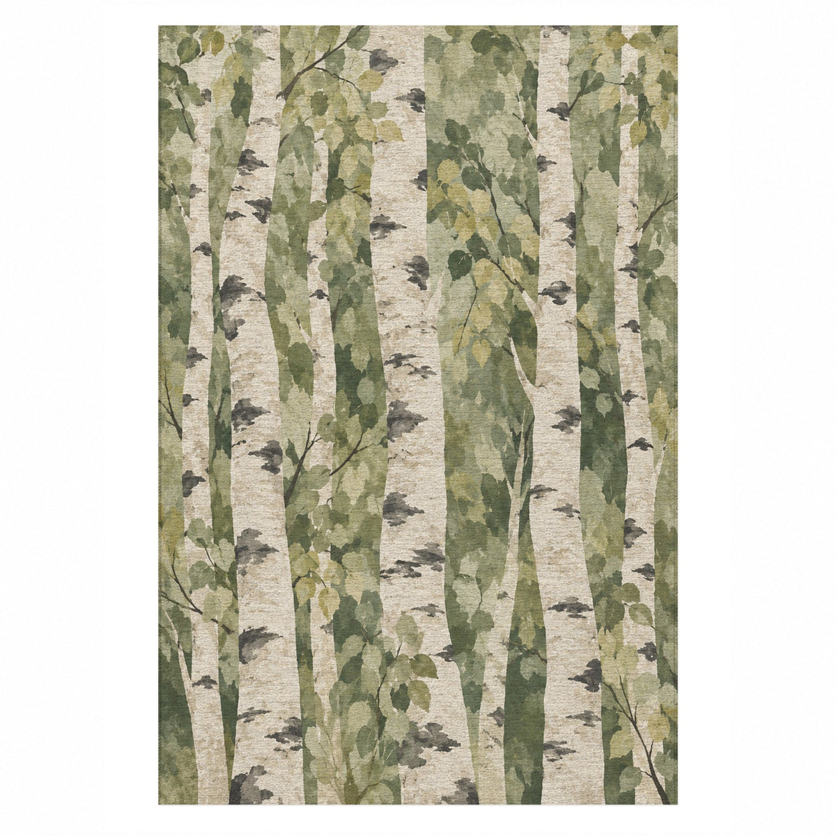 Birch Grove Sage Floral Washable Rug — top view