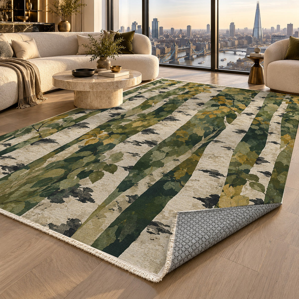 Birch Grove Floral Washable Rug — london luxury living