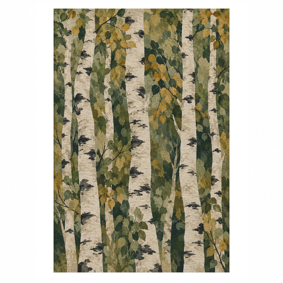 Birch Grove Floral Washable Rug — top view