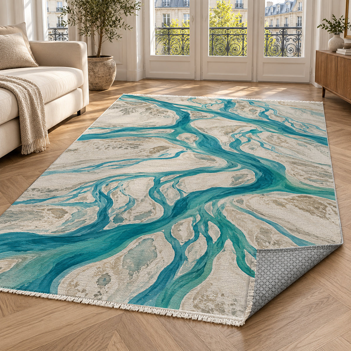 Braided Channels Abstract Washable Rug — paris living