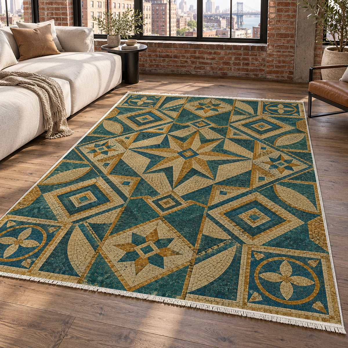 Byzantine Geometry Geometric Washable Rug — new york living