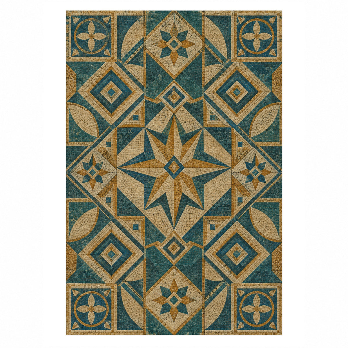 Byzantine Geometry Geometric Washable Rug — top view