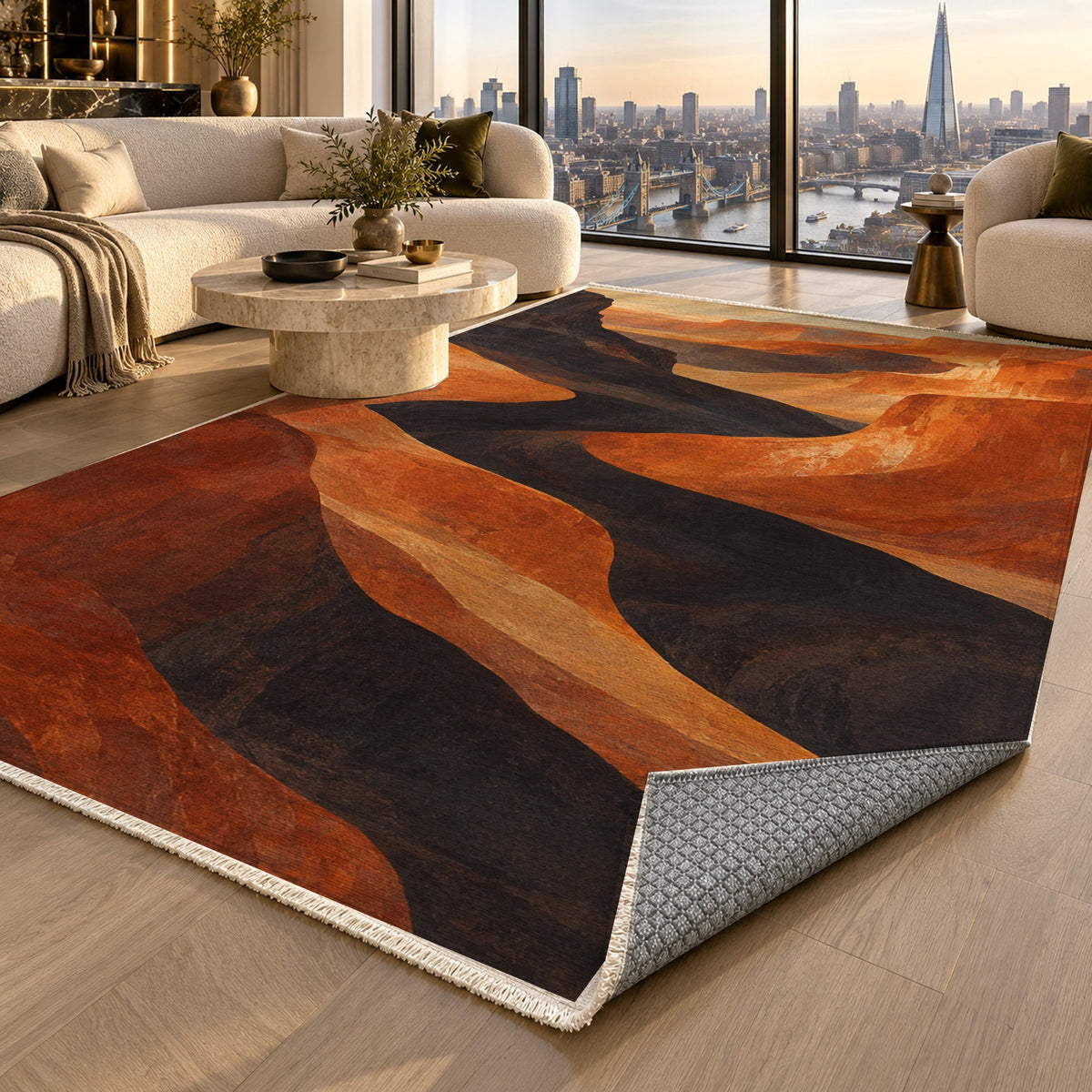Canyon Shadows Modern Washable Rug — london luxury living