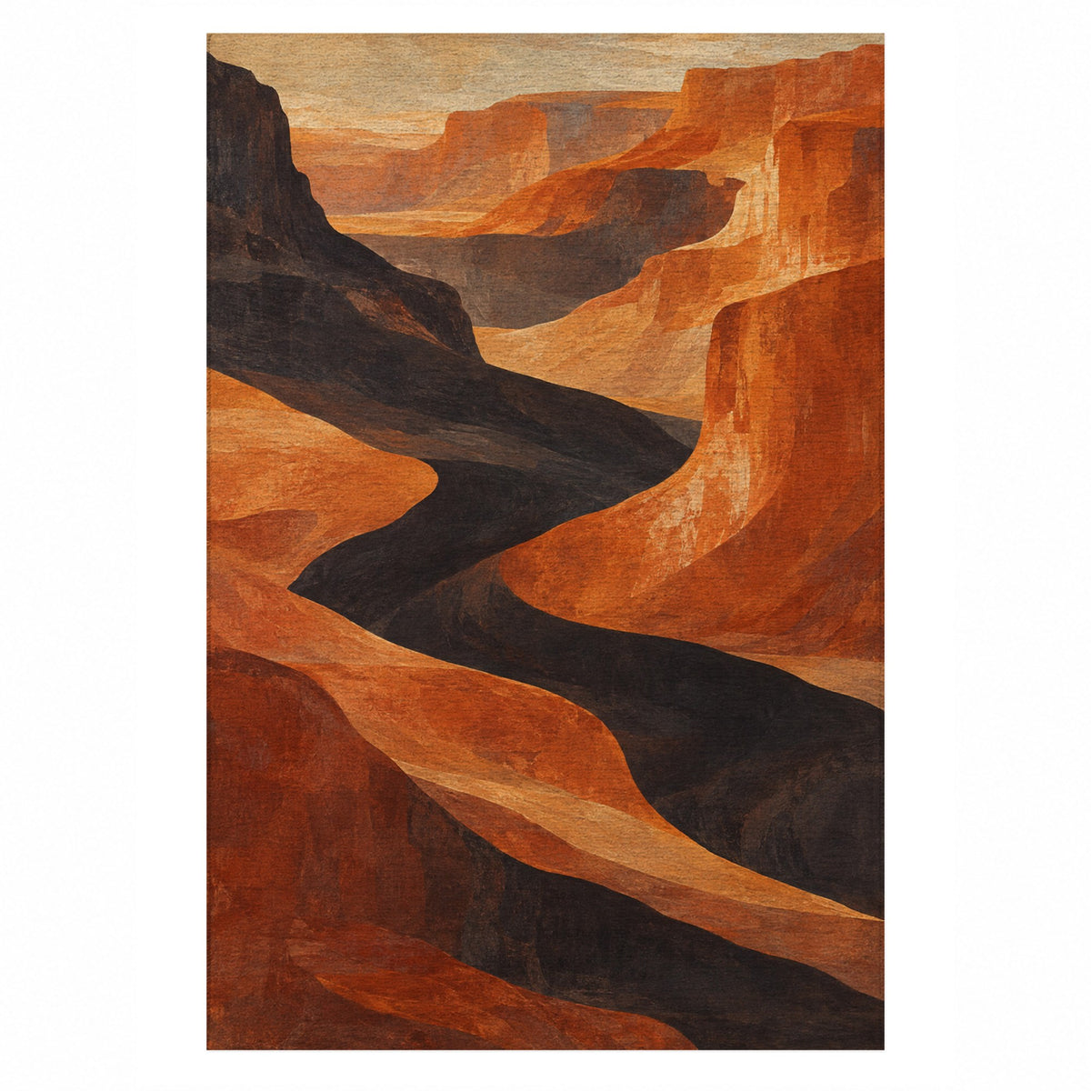 Canyon Shadows Modern Washable Rug — top view