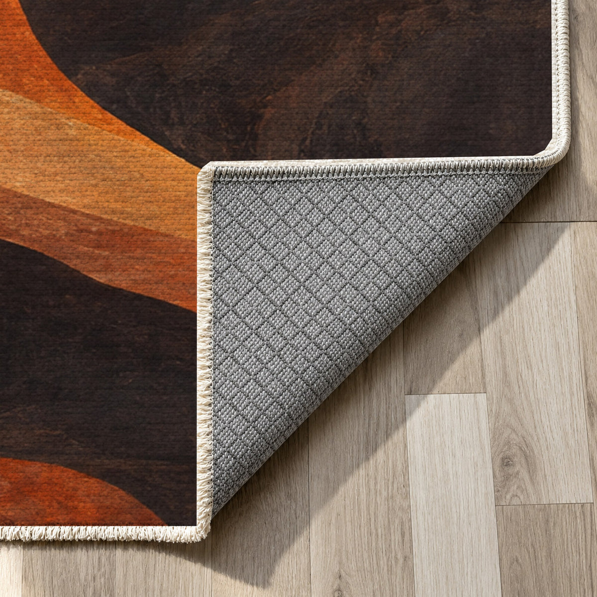 Canyon Shadows Modern Washable Rug — backing close up