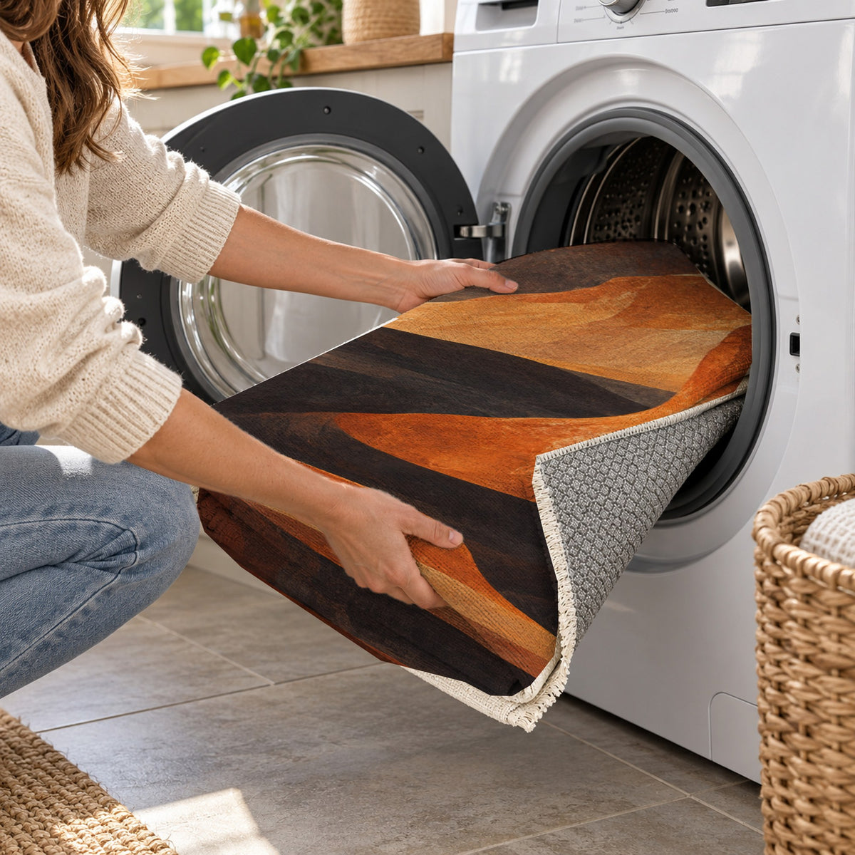 Canyon Shadows Modern Washable Rug — washing machine