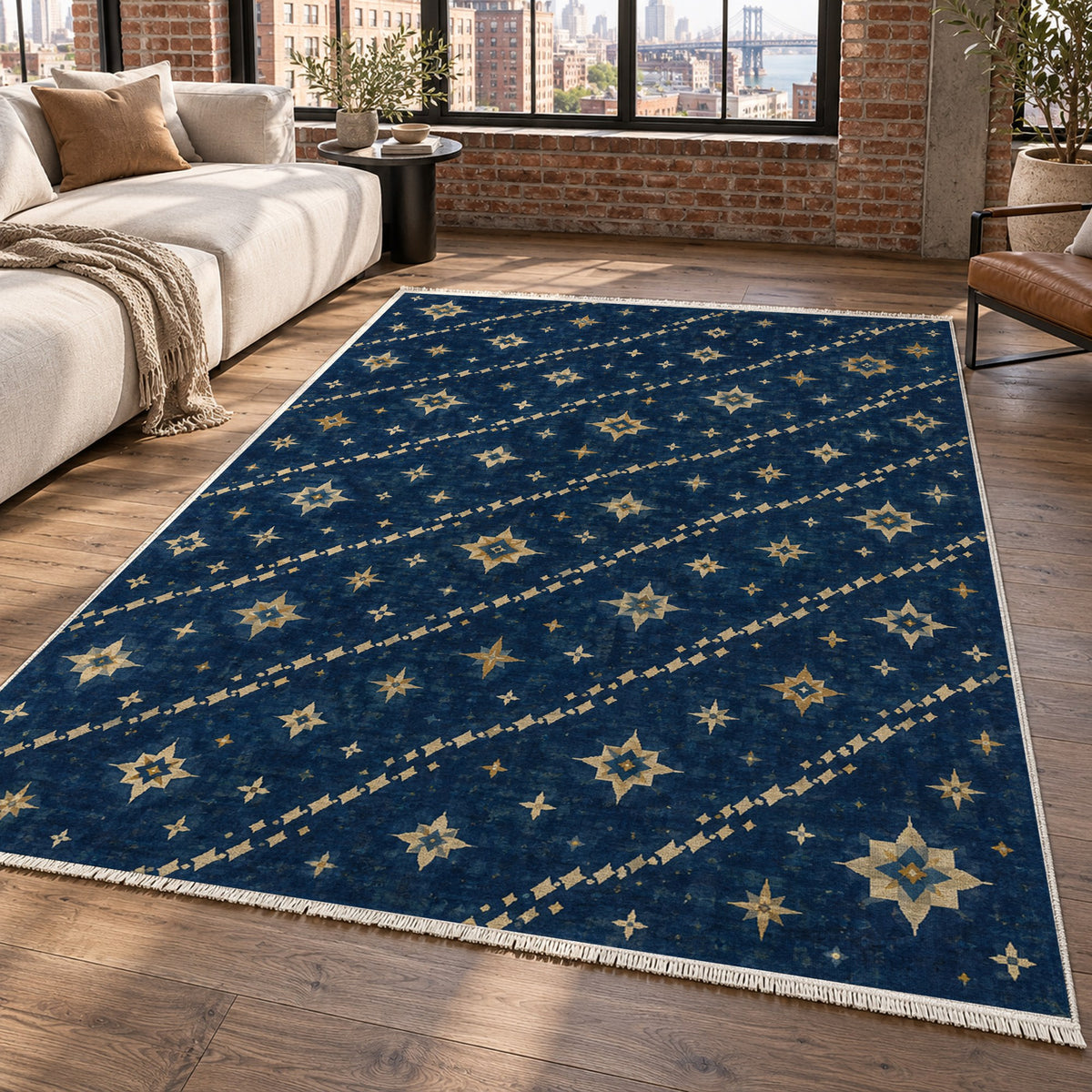 Caravan Stars Ethnic Washable Rug — new york living