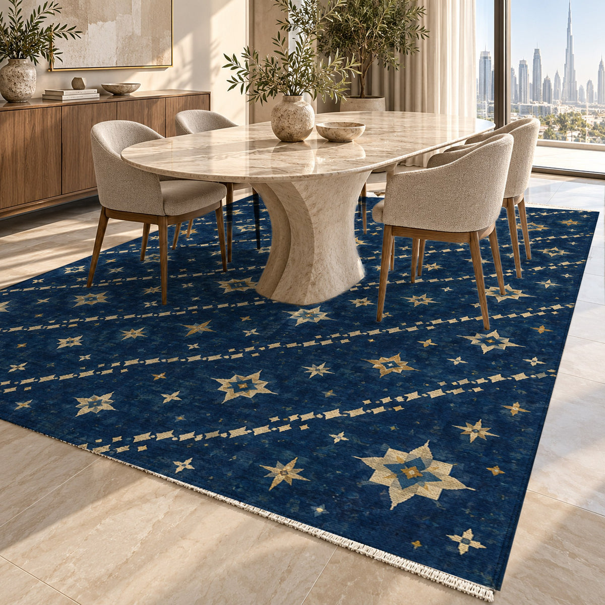 Caravan Stars Ethnic Washable Rug — dubai dining