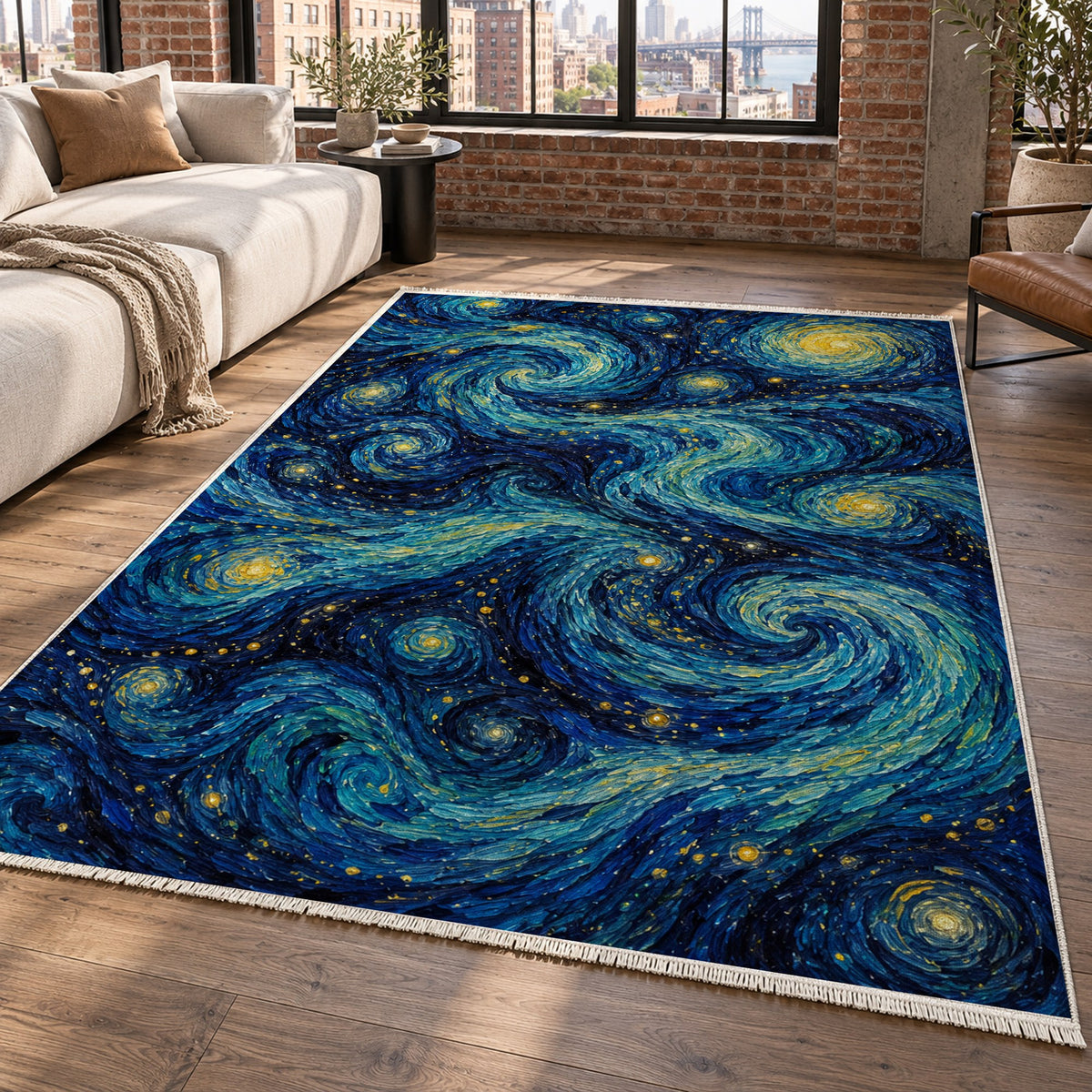 Celestial Currents Abstract Washable Rug — new york living