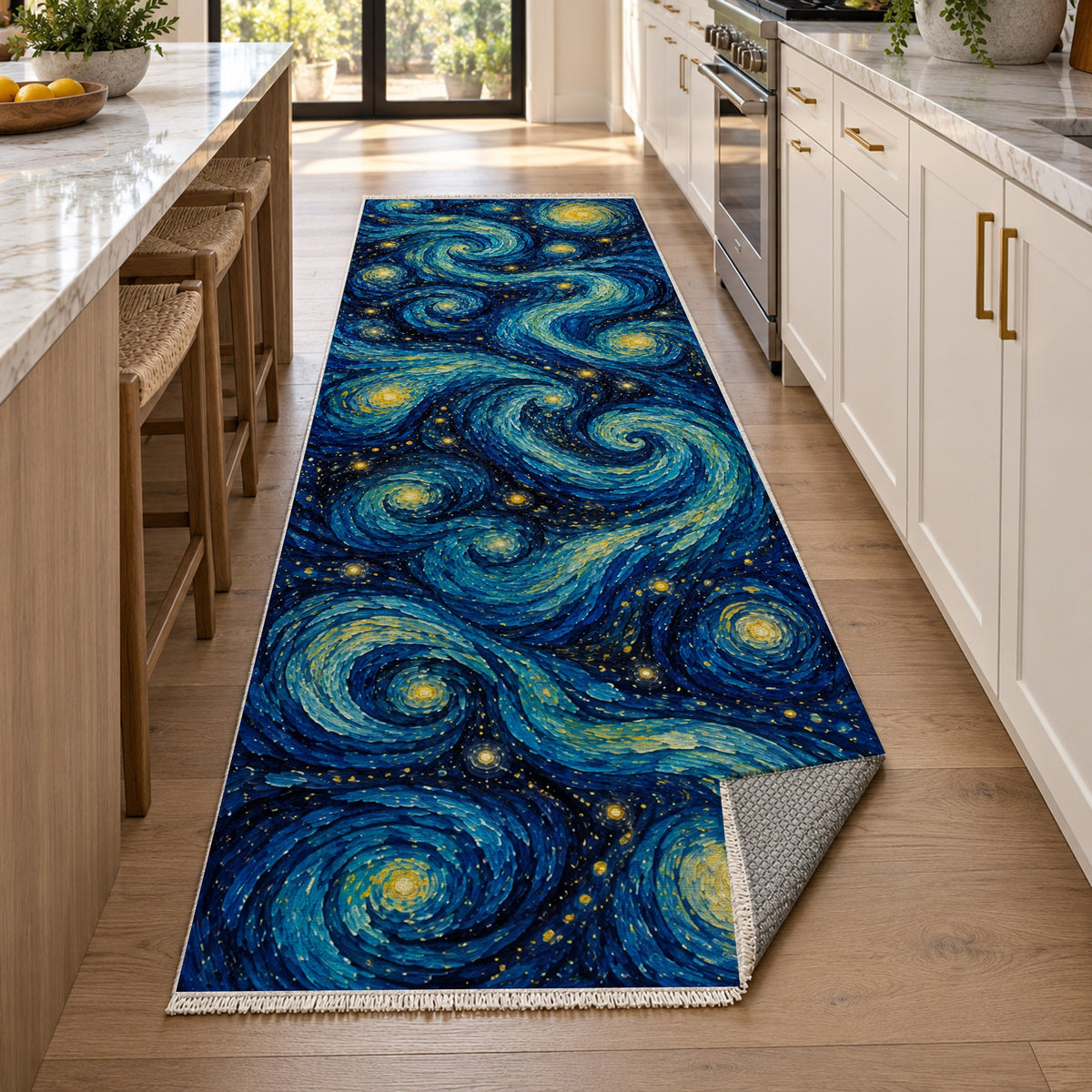 Celestial Currents Abstract Washable Rug — new york kitchen runner