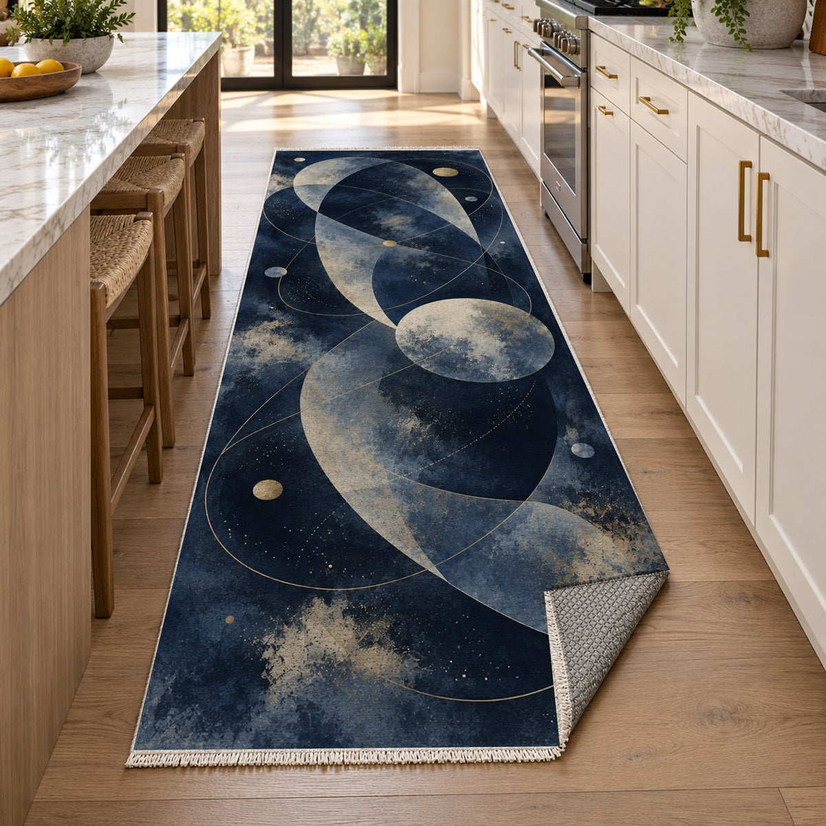 Celestial Orbits Abstract Washable Rug — new york kitchen runner