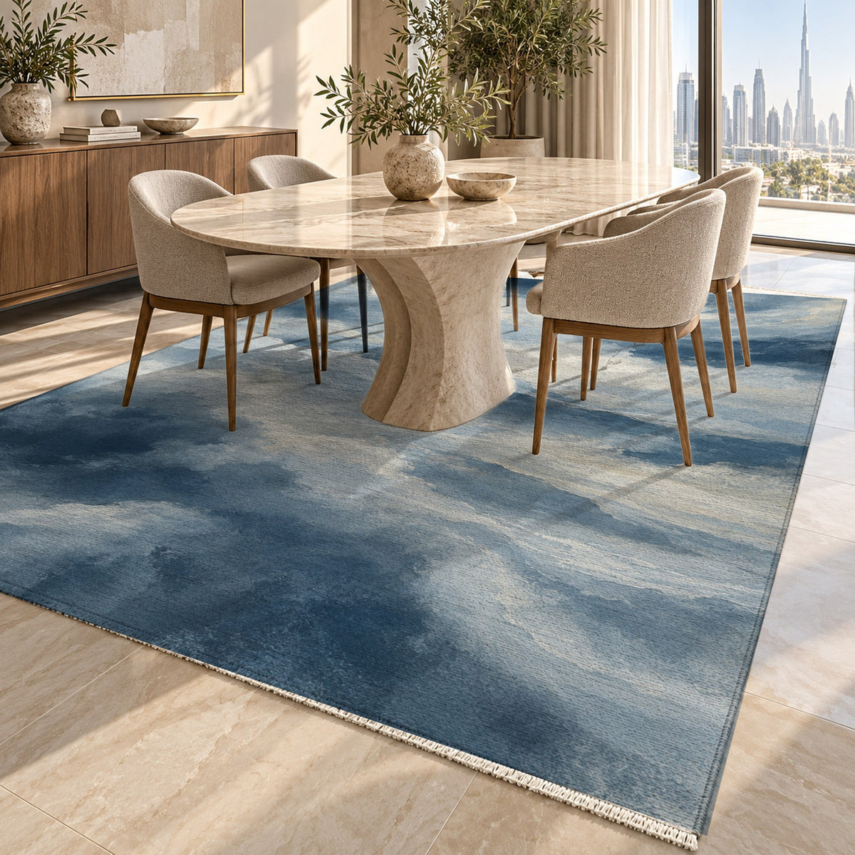 Cloud Atlas Abstract Washable Rug — dubai dining