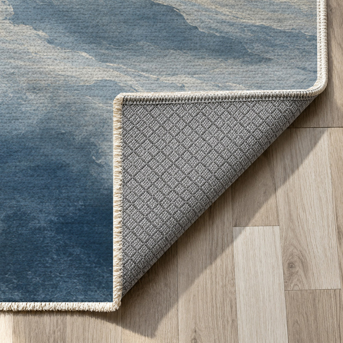 Cloud Atlas Abstract Washable Rug — backing close up