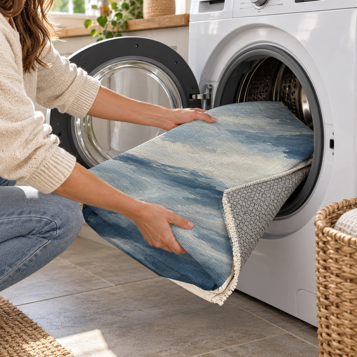 Cloud Atlas Abstract Washable Rug — washing machine