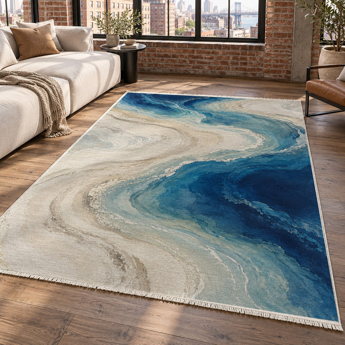 Coastal Contours Abstract Washable Rug — new york living