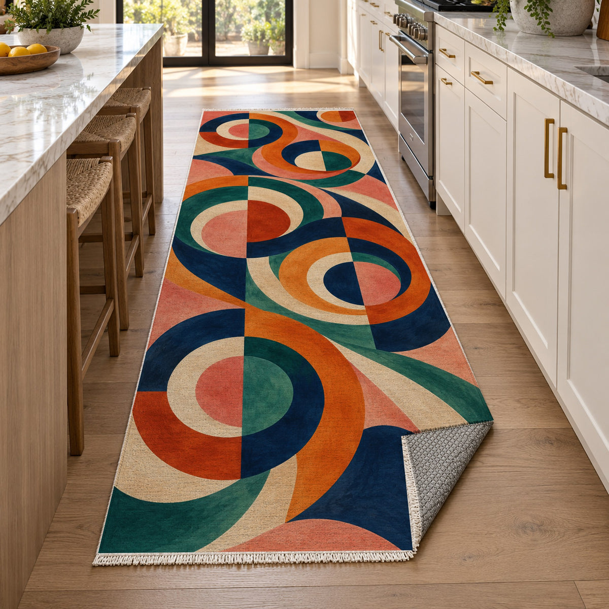 Colour Tides Abstract Washable Rug — new york kitchen runner