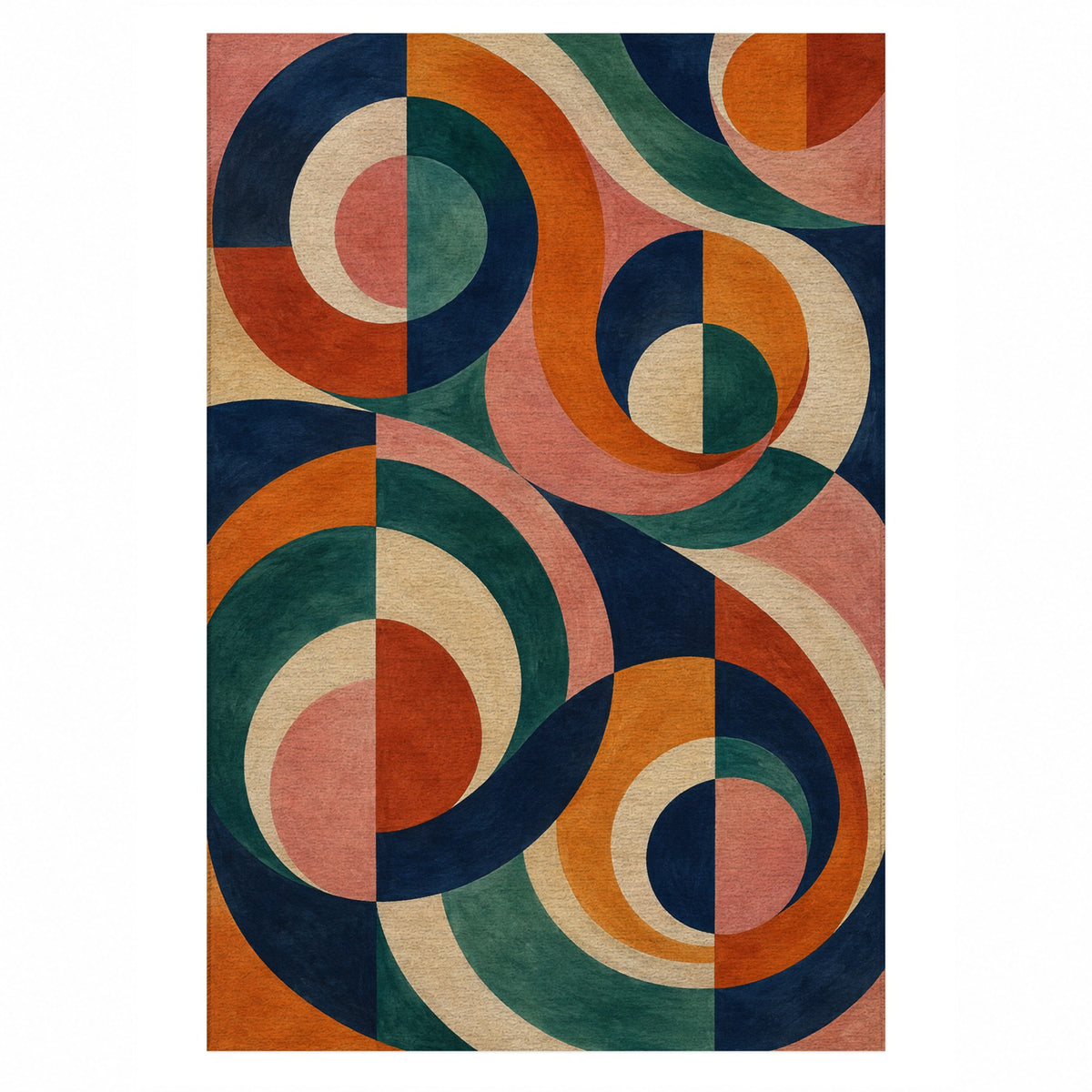 Colour Tides Abstract Washable Rug — top view