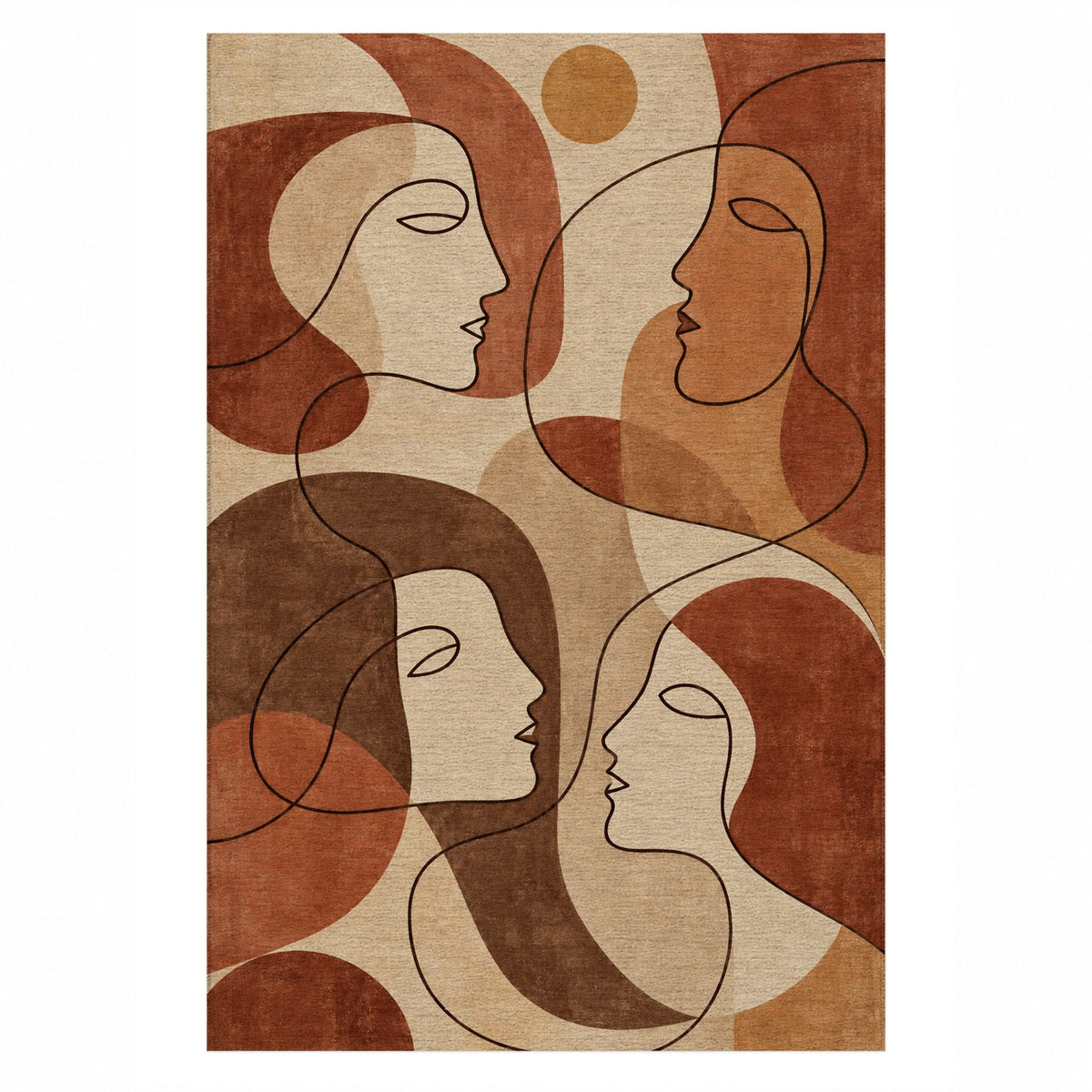 Conversation Terracotta Abstract Washable Rug — top view