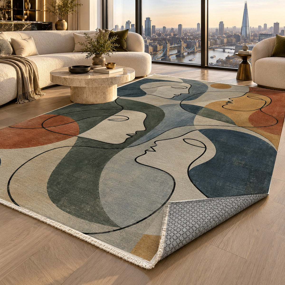 Conversation Abstract Washable Rug — london luxury living