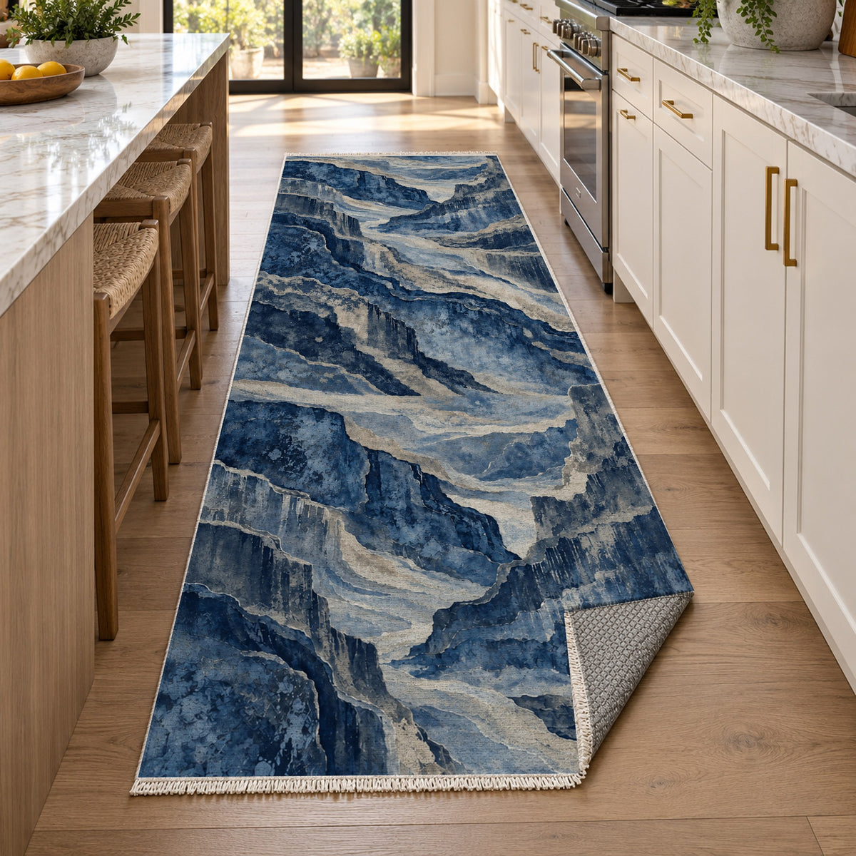 Copper Canyon Indigo Abstract Washable Rug — new york kitchen runner