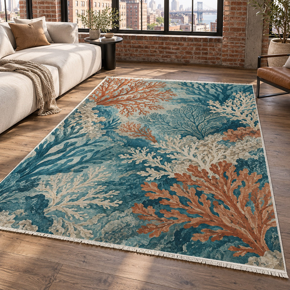 Coral Garden Abstract Washable Rug — new york living