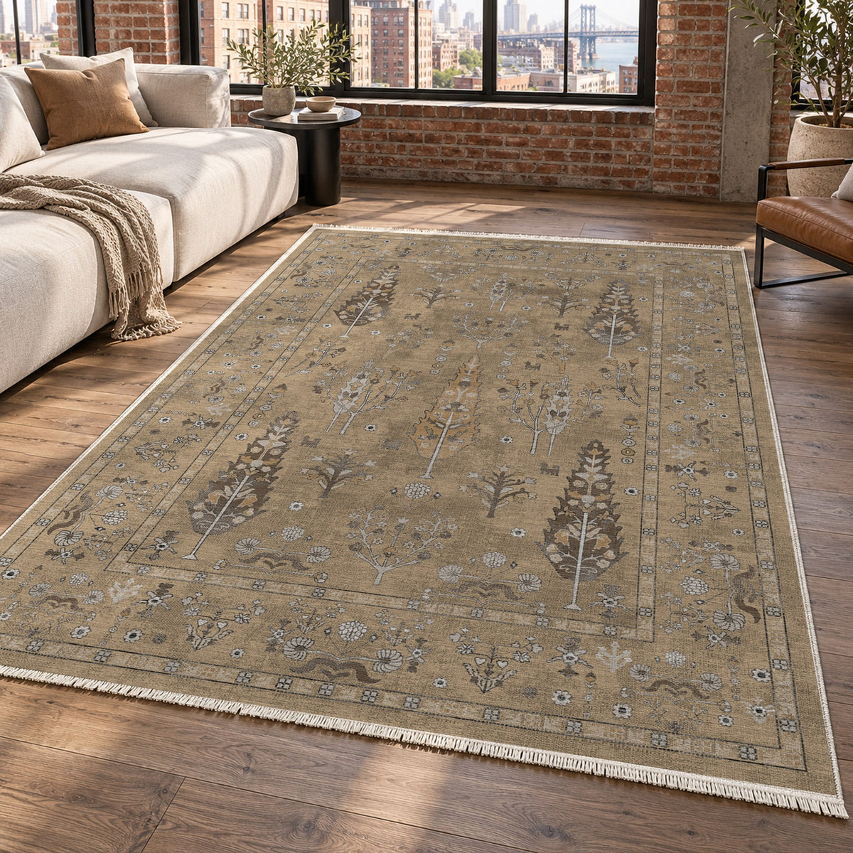 Cypress Garden Beige Classic Washable Rug — new york living