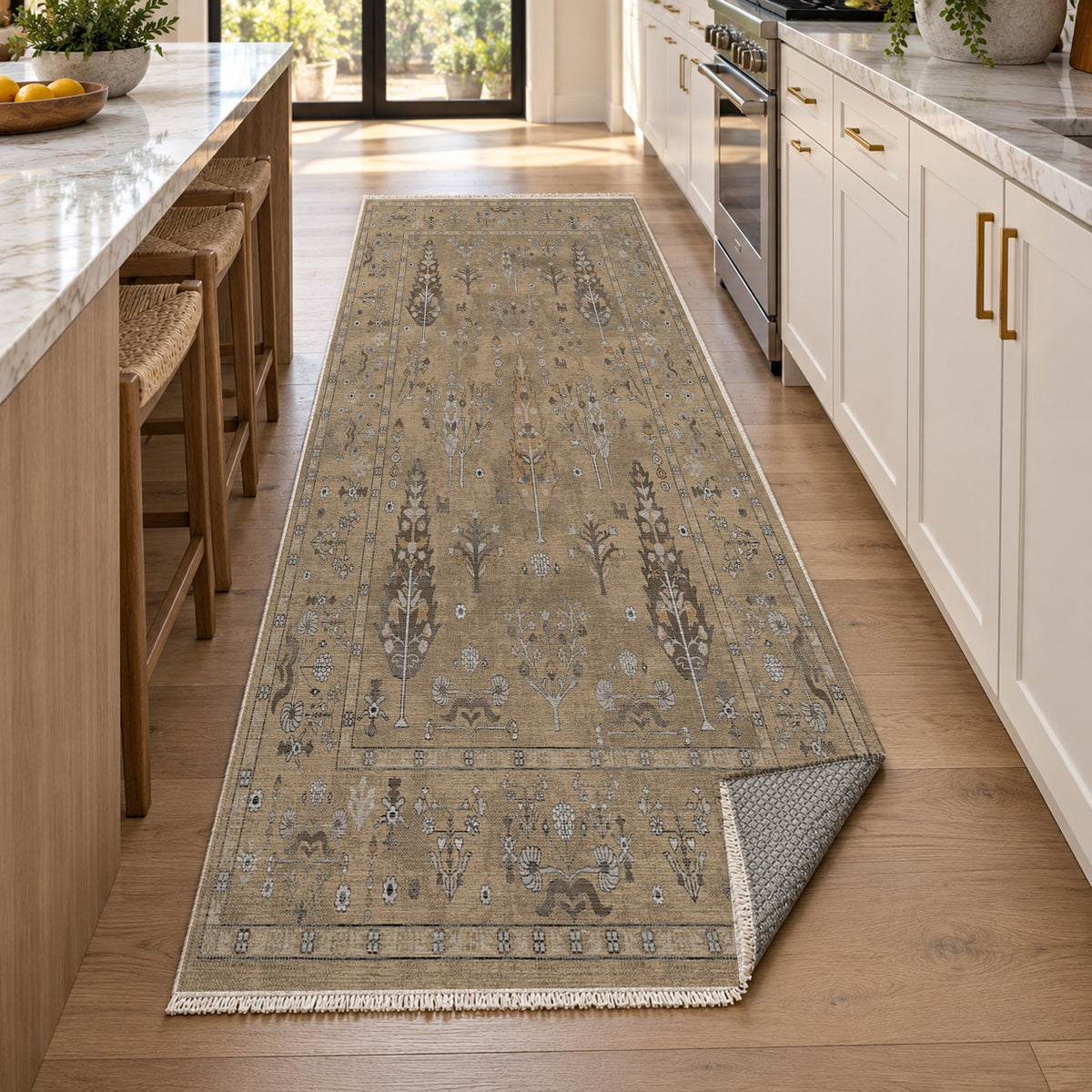 Cypress Garden Beige Classic Washable Rug — new york kitchen runner
