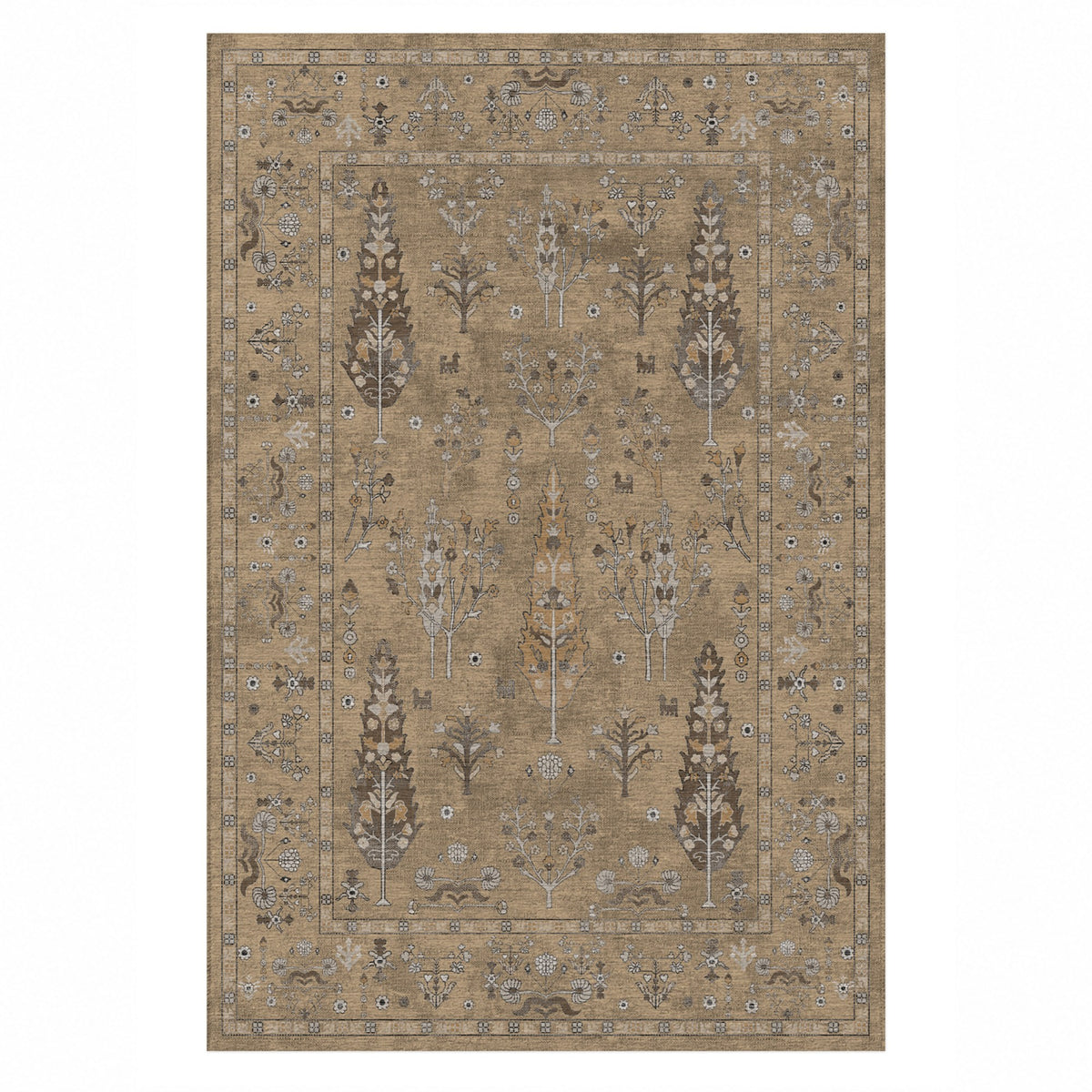 Cypress Garden Beige Classic Washable Rug — top view