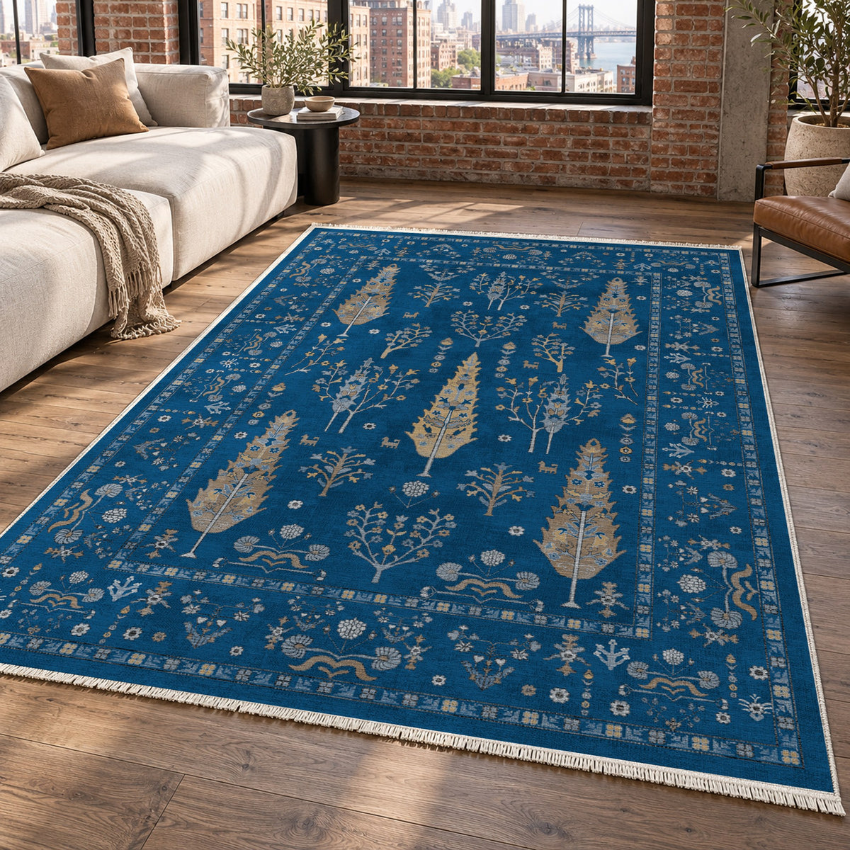 Cypress Garden Blue Classic Washable Rug — new york living