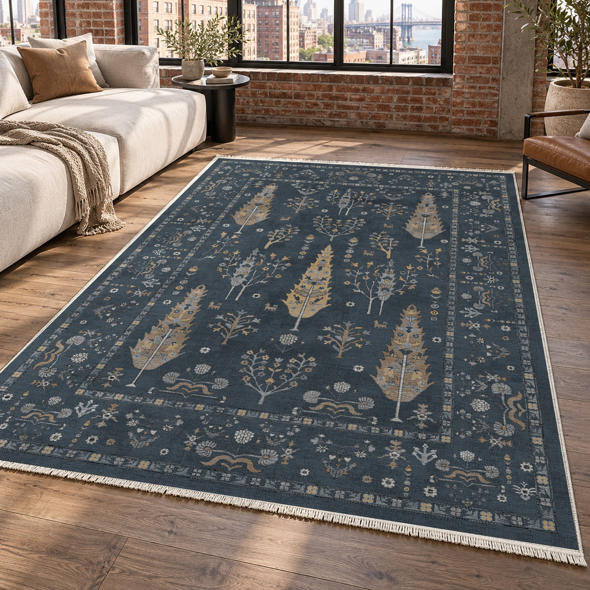 Cypress Garden Charcoal Classic Washable Rug — new york living