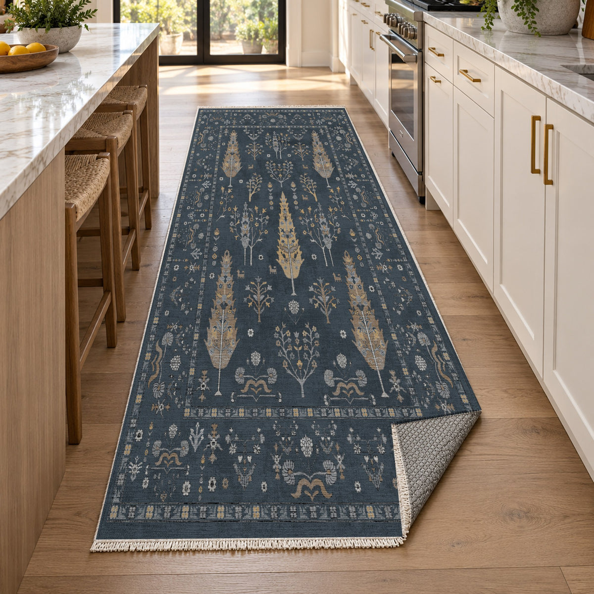 Cypress Garden Charcoal Classic Washable Rug — new york kitchen runner