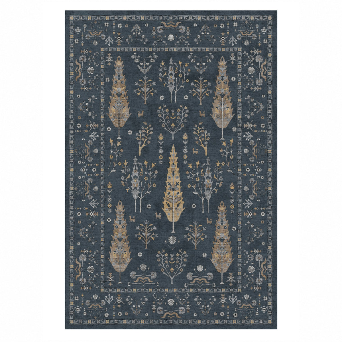 Cypress Garden Charcoal Classic Washable Rug — top view