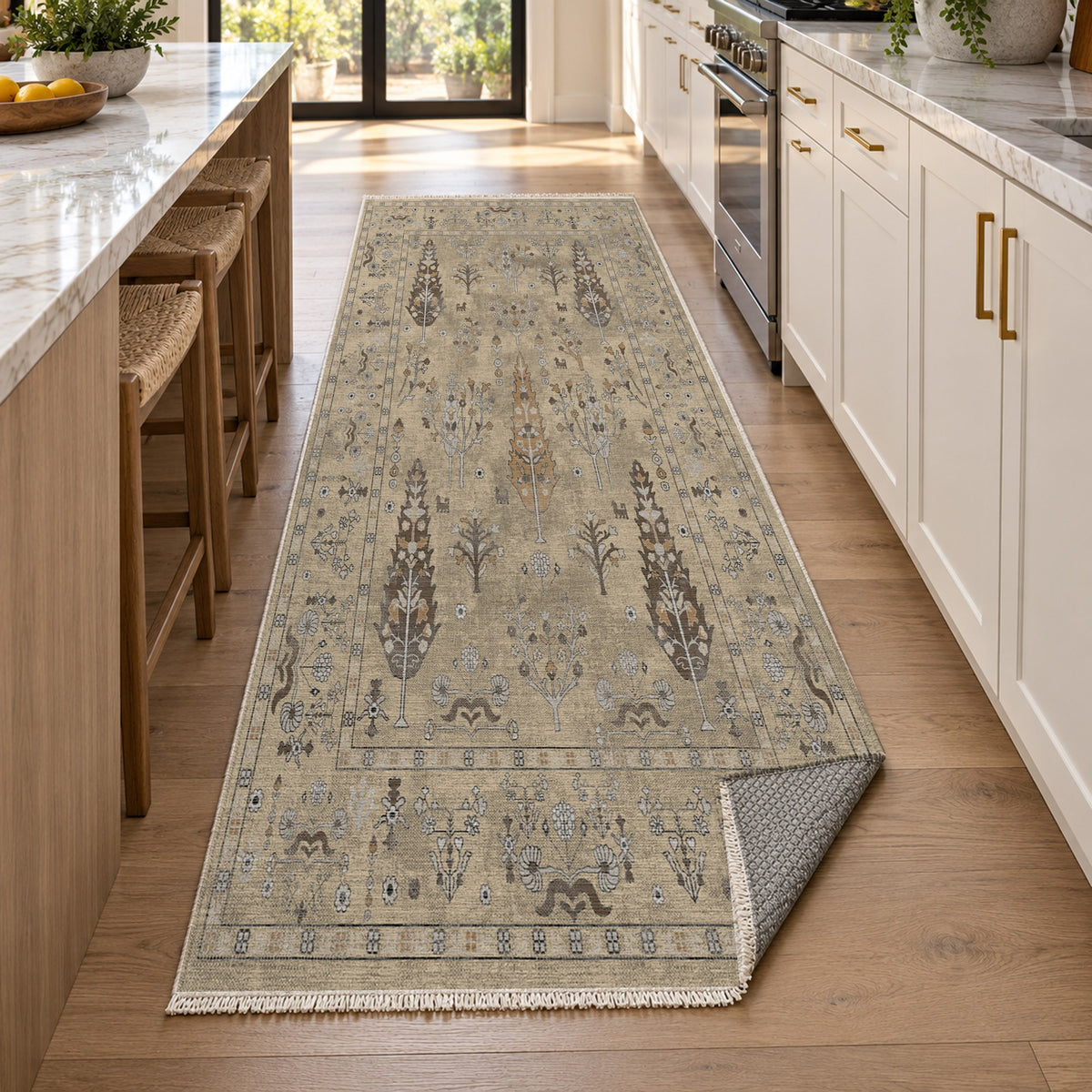 Cypress Garden Cream Classic Washable Rug — new york kitchen runner