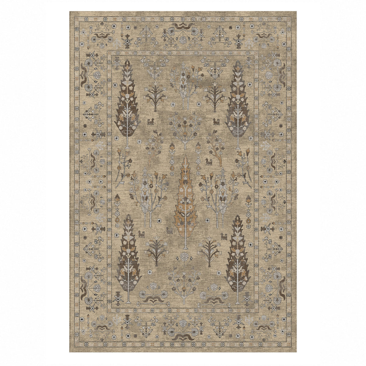 Cypress Garden Cream Classic Washable Rug — top view