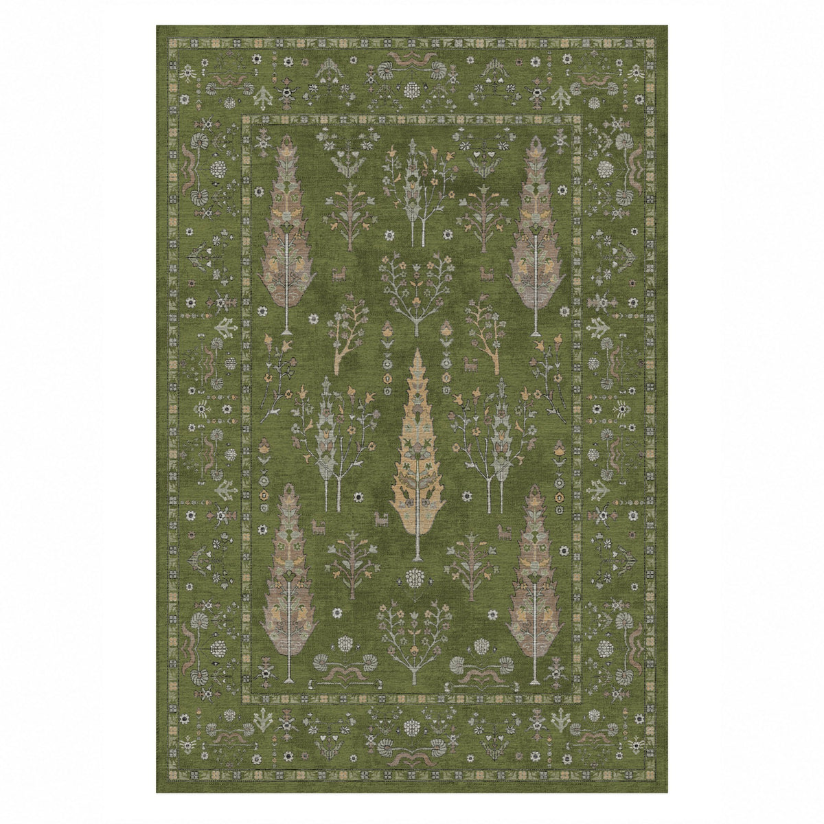 Cypress Garden Olive Classic Washable Rug — top view