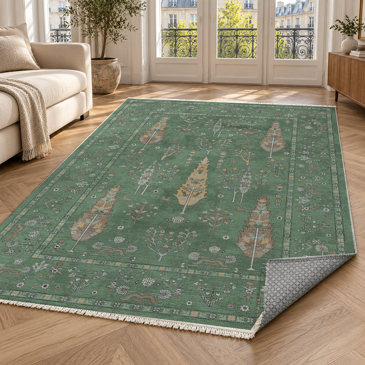 Cypress Garden Sage Classic Washable Rug — paris living