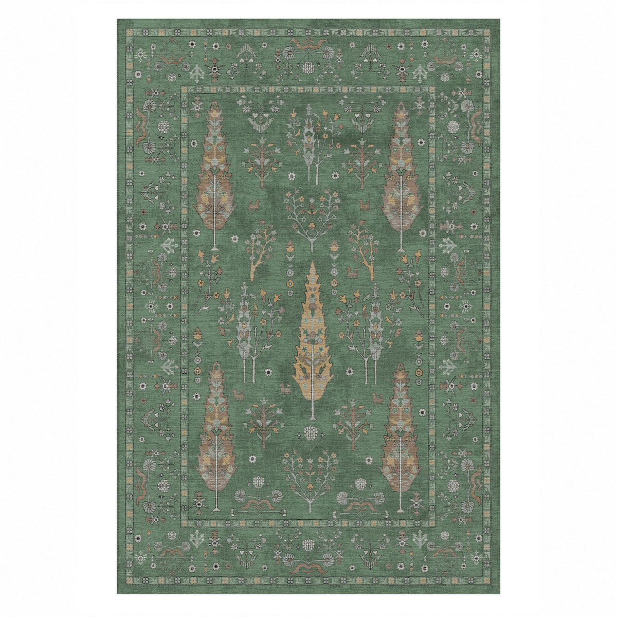 Cypress Garden Sage Classic Washable Rug — top view