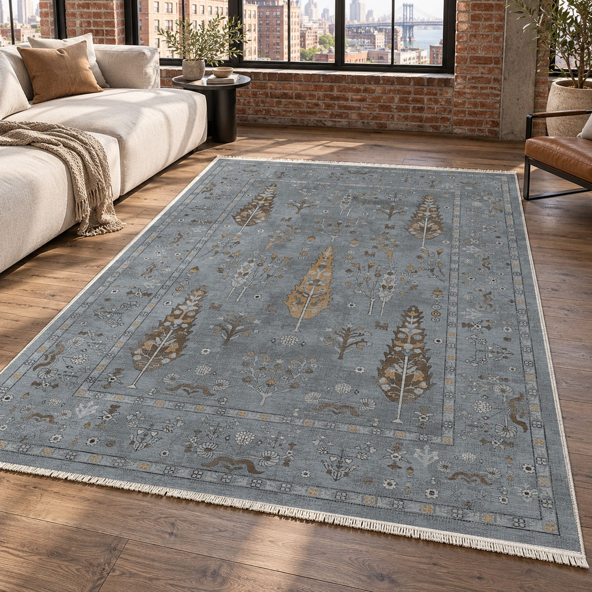 Cypress Garden Silver Grey Classic Washable Rug — new york living