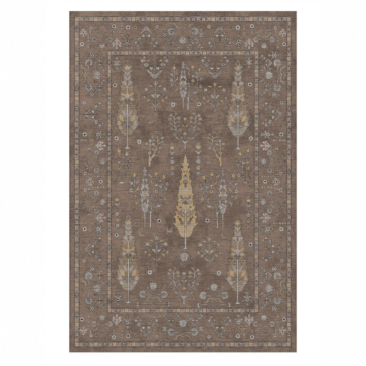 Cypress Garden Taupe Classic Washable Rug — top view