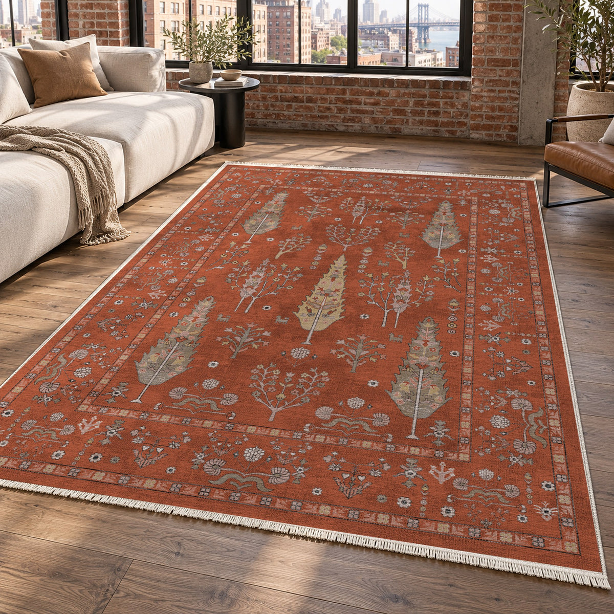 Cypress Garden Terracotta Classic Washable Rug — new york living