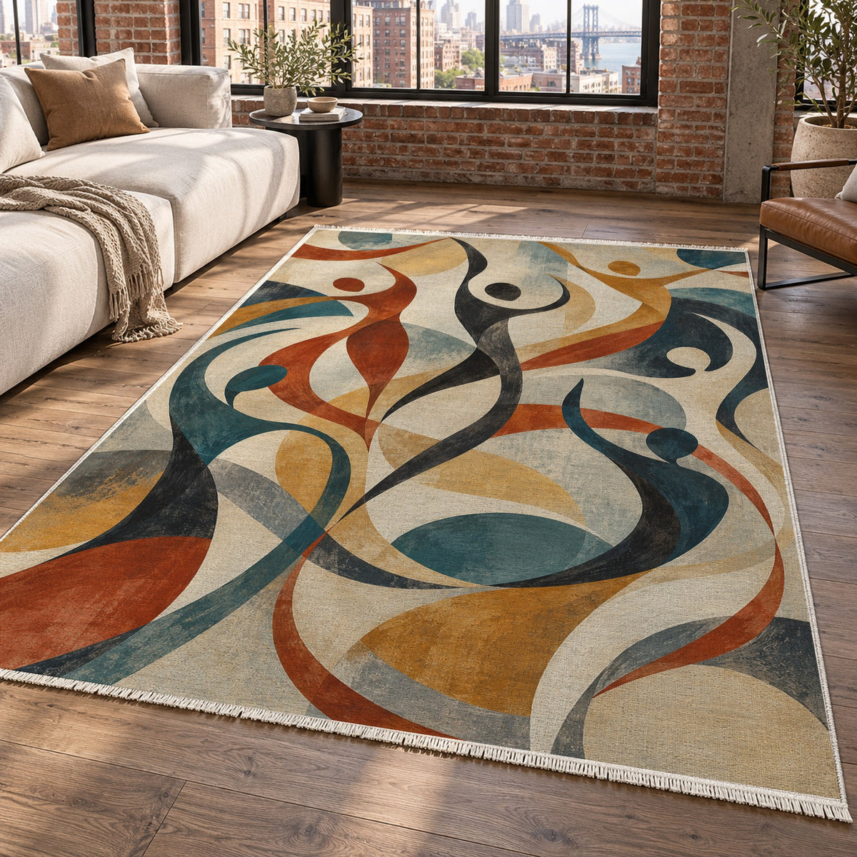 Dancing Lines Abstract Washable Rug — new york living