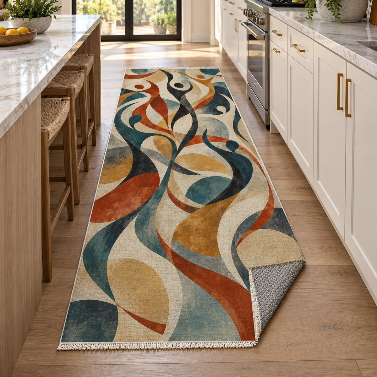Dancing Lines Abstract Washable Rug — new york kitchen runner