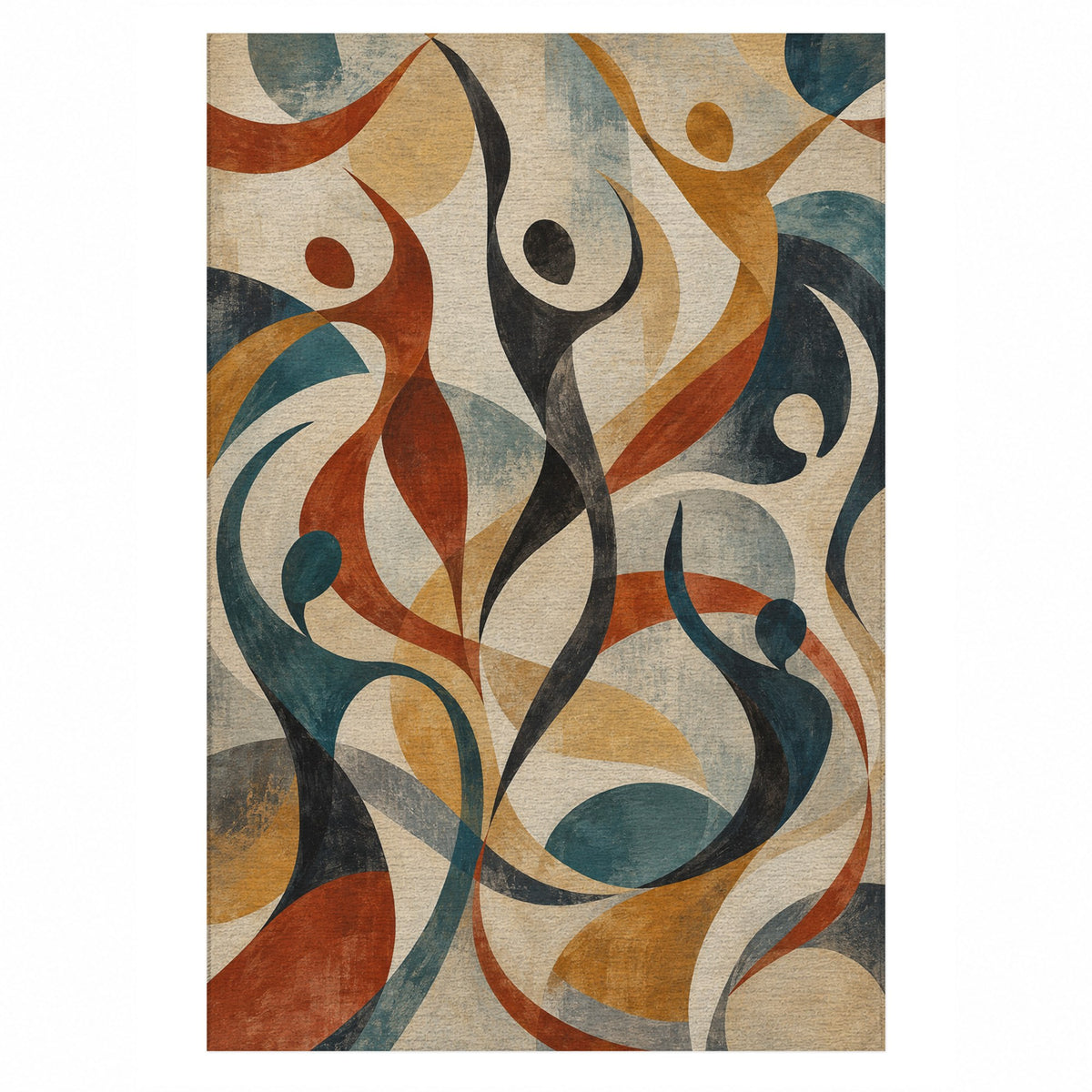 Dancing Lines Abstract Washable Rug — top view