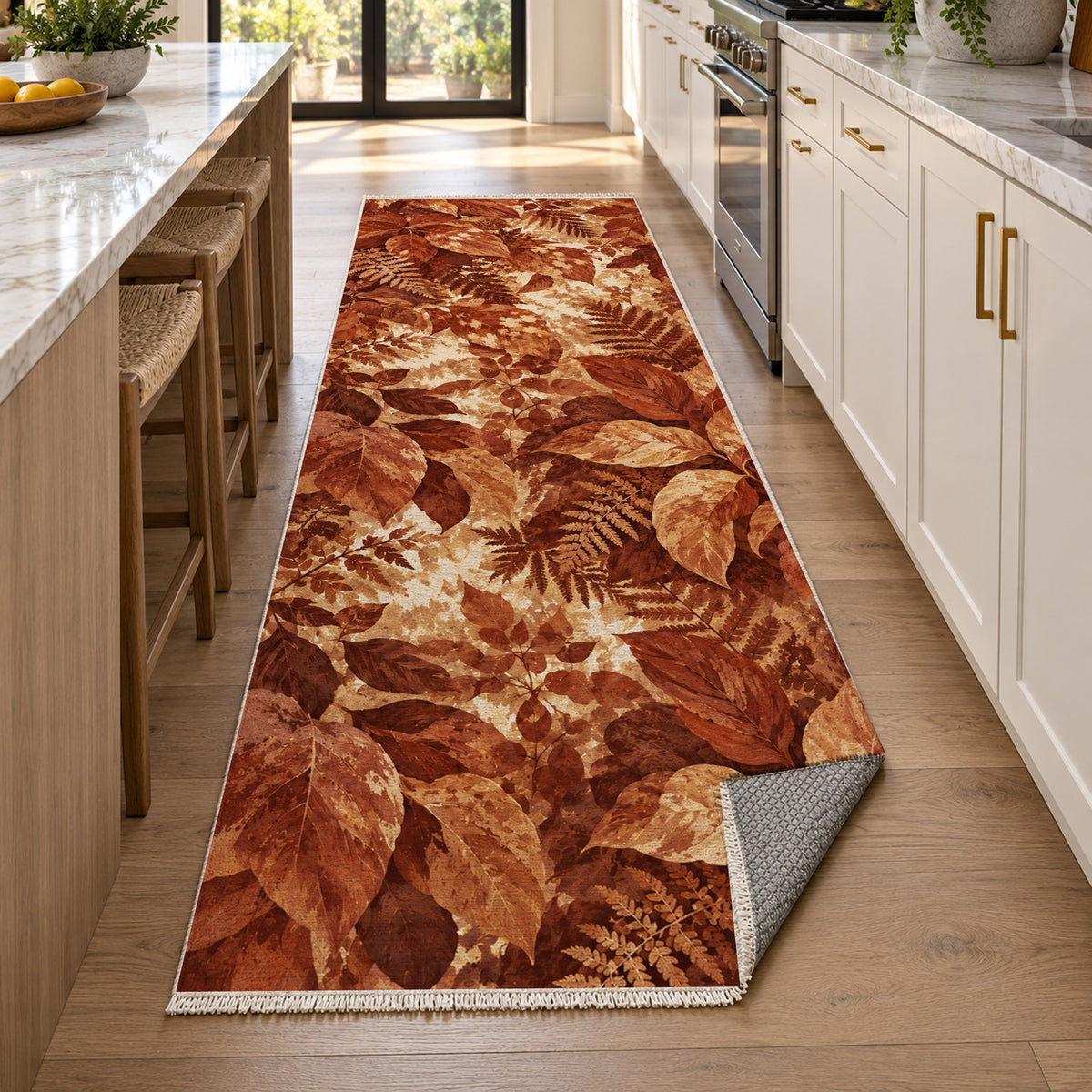 Dappled Canopy Terracotta Floral Washable Rug — new york kitchen runner