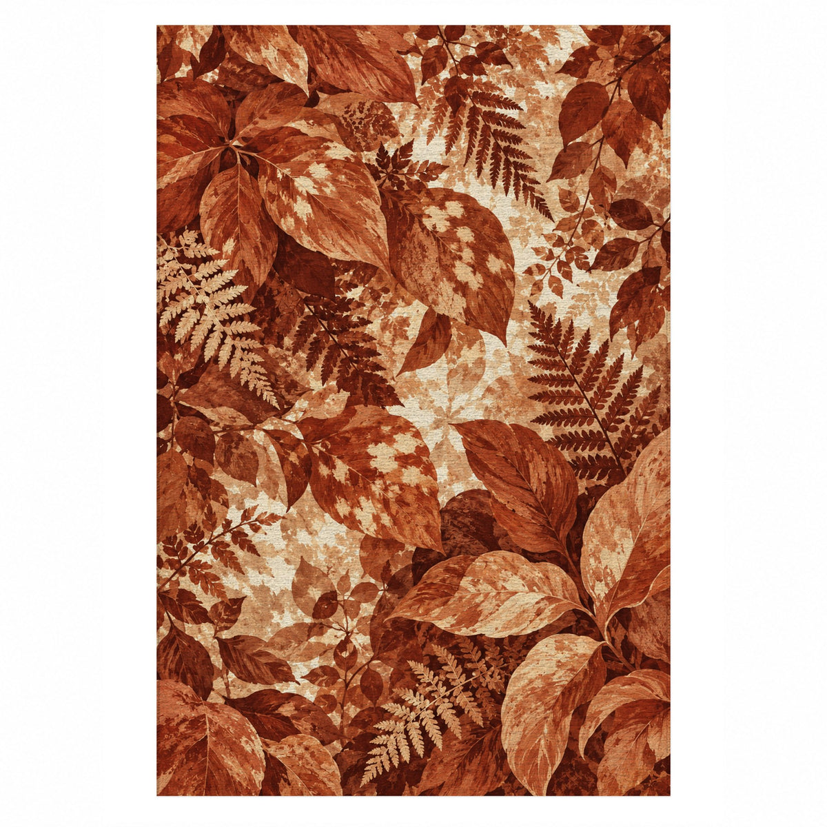 Dappled Canopy Terracotta Floral Washable Rug — top view