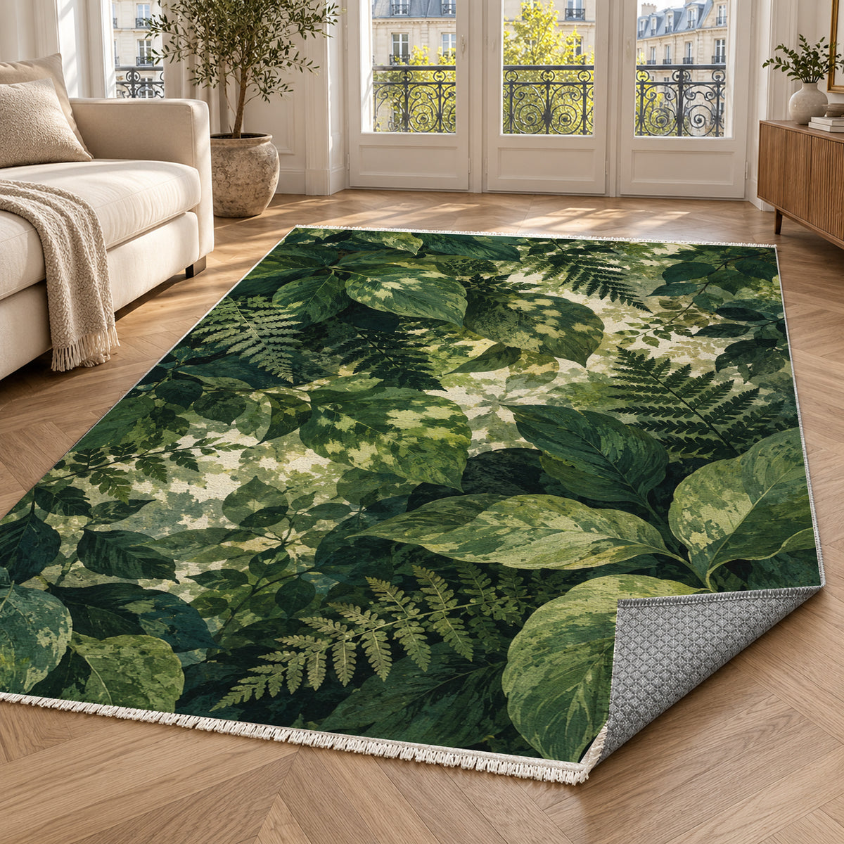 Dappled Canopy Floral Washable Rug — paris living