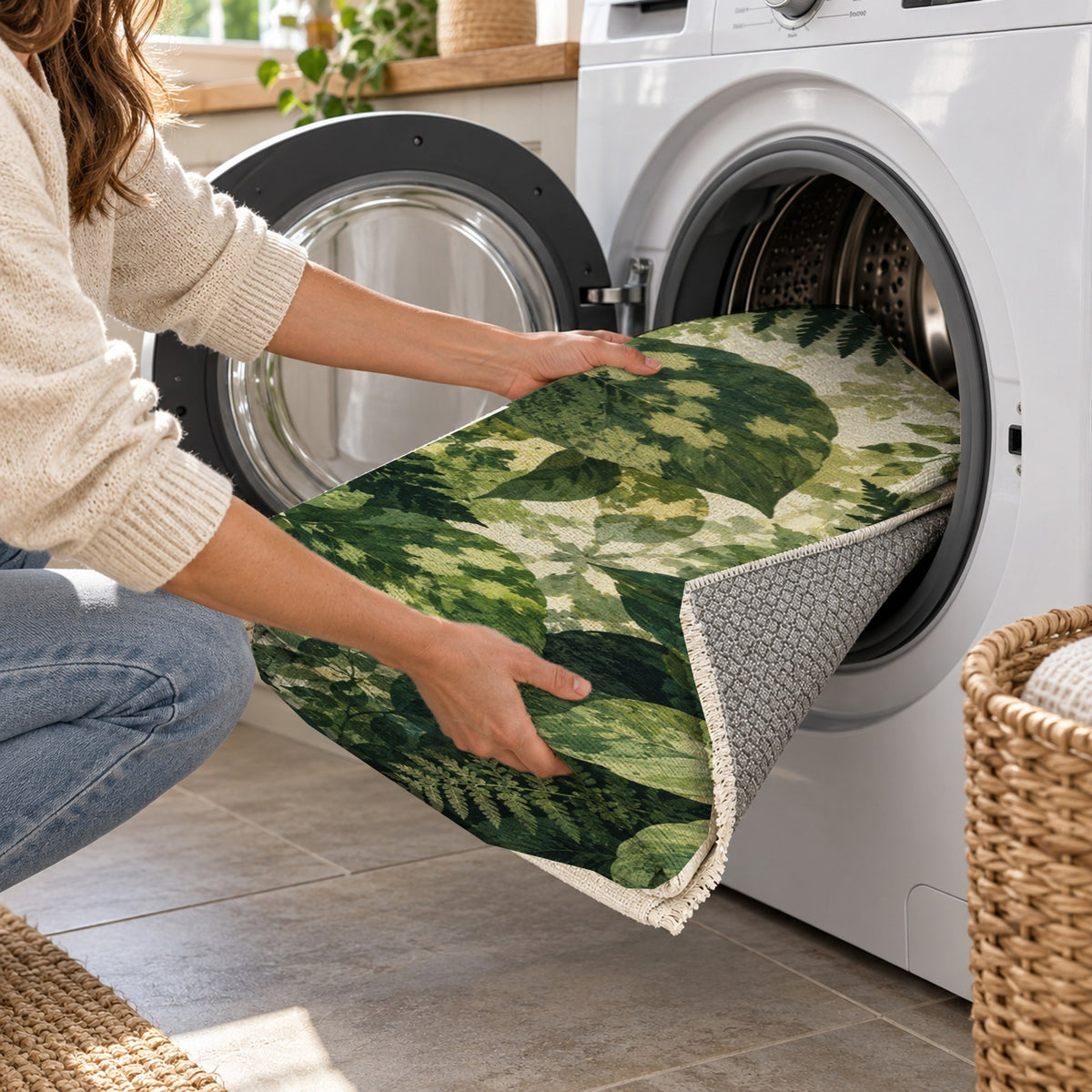 Dappled Canopy Floral Washable Rug — washing machine