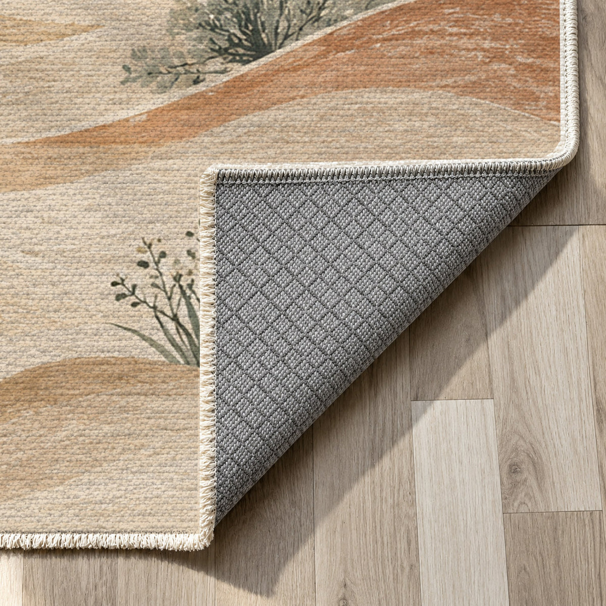 Desert Bloom Modern Washable Rug — backing close up