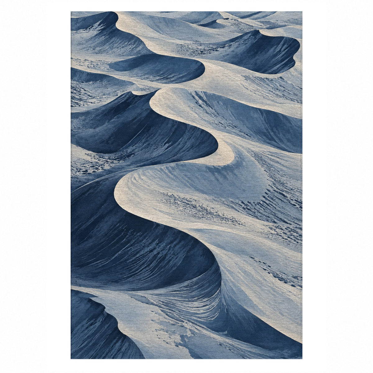Desert Dunes Indigo Modern Washable Rug — top view