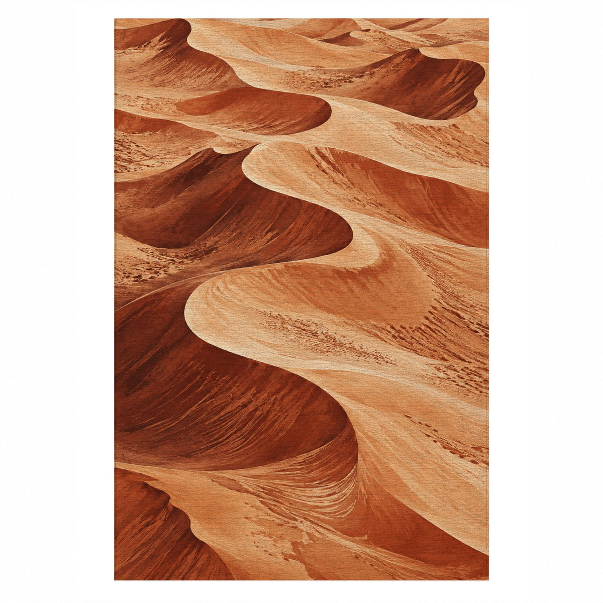 Desert Dunes Terracotta Modern Washable Rug — top view